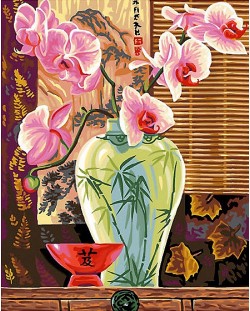 Творчески комплект за рисуване KSG Crafts - Шедьовър, Ваза с орхидеи