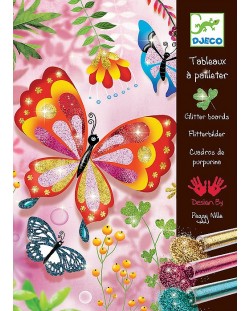 Творчески комплект за рисуване с брокат Djeco - Пеперуди