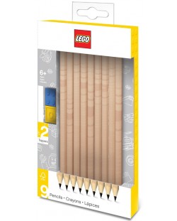 Комплект графитни моливи Lego Wear - С Lego елементи, 9 броя