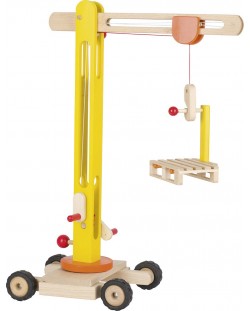 Дървена играчка Goki - Строителна машина, кран