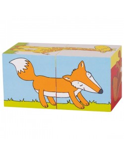 Дървени кубчета Goki - Животни, две части