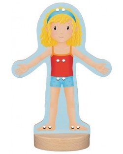 Дървена играчка Goki - Кукла за обличане