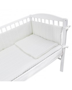 Плетен спален комплект от 4 части за бебешко креватче EKO - Бял