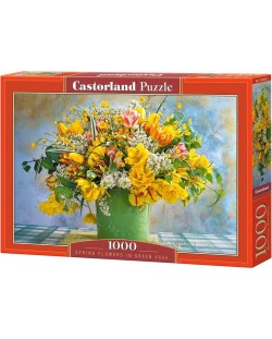Пъзел Castorland от 1000 части - Пролетни цветя в зелена ваза