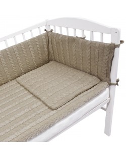 Плетен спален комплект от 4 части за бебешко креватче EKO - Бежов