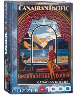 Пъзел Eurographics от 1000 части – Железниците на Канадският Пасифик, Красивото шато Езеро Луис