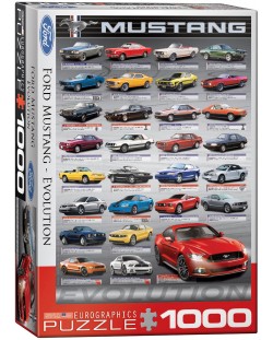 Пъзел Eurographics от 1000 части Вертикален – Развитието на автомобилите Форд Мустанг