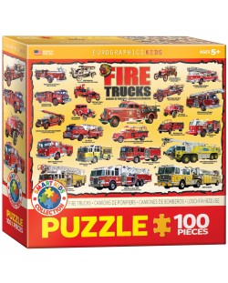 Пъзел Eurographics от 100 части –  Пожарникарски камиони