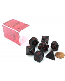 Комплект зарове Chessex Opaque Poly 7 - Black & Red (7 бр.)
