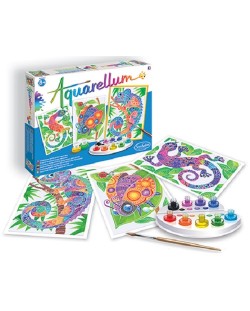 Комплект за оцветяване с акварелни бои Sentosphere Aquarellum - Животни