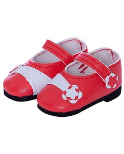Чифт обувки за кукла Paola Reina - Червени с цветенце, 32 cm