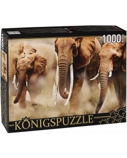 Пъзел Königspuzzle от 1000 части - Стадо слонове