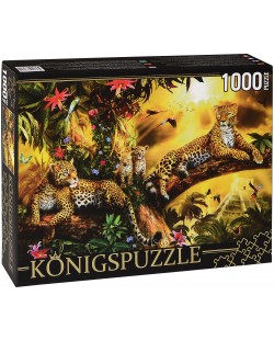 Пъзел Königspuzzle от 1000 части - Леопарди на дърво