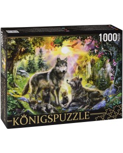 Пъзел Königspuzzle от 1000 части - Семейство вълци