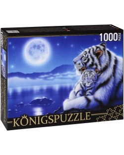 Пъзел Königspuzzle от 1000 части -  Бели тигри
