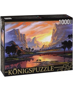 Пъзел Königspuzzle от 1000 части - Залез над планините
