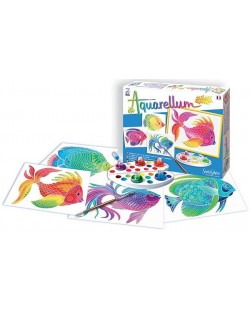 Комплект за оцветяване с акварелни бои Sentosphere Aquarellum Junior - Риби