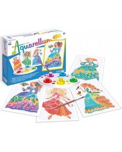 Комплект за оцветяване с акварелни бои Sentosphere Aquarellum Junior - Принцеси