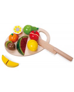 Детски комплект за рязане Classic World - Плодове, от дърво