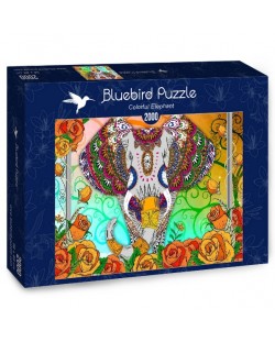 Пъзел Bluebird от 2000 части - Цветен слон