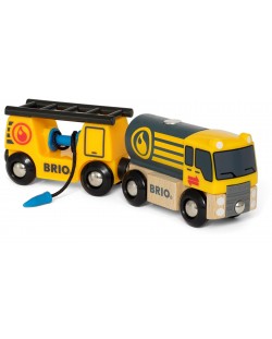 Играчка от дърво Brio World - Цистерна, с вагон за зареждане