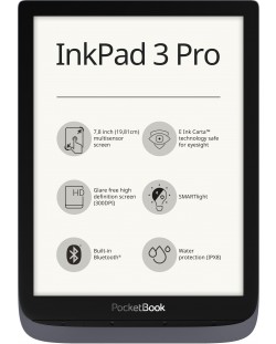 Електронен четец PocketBook - InkPad3 Pro, metallic grey