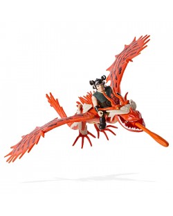 Комплект фигури Spin Master Dragons - Дракон и ездач, Сополак с дракон Криворог, червен