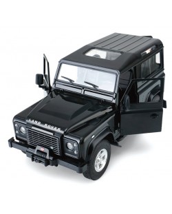 Радиоуправляема количка Rastar - Land Rover Denfender, с отварящи се врати и багажник,Черен