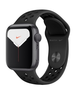 Смарт часовник Apple - Nike S5, 40mm, сив с черна каишка