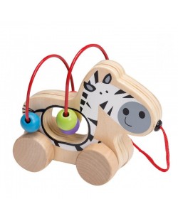 Дървена играчка за дърпане Jouéco - Зебра, със спирала