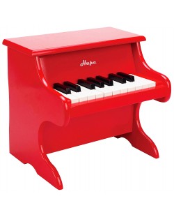 Детски музикален инструмент Hape - Пиано, червено, от дърво