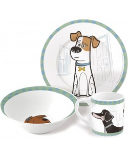 Комплект за хранене The Secret Life of Pets - Купичка, чинийка и чашка