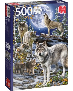 Пъзел Jumbo от 500 части - Глутница вълци през зимата