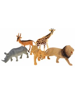 Комплект фигурки Toi Toys Animal World - Deluxe, Диви животни, 5 броя