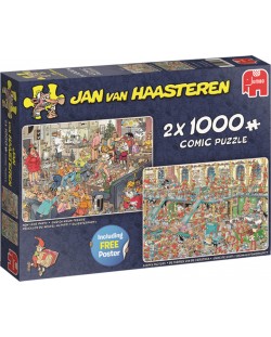Пъзел Jumbo от 2 x 1000 части - Весели празници, Ян ван Хаастерен