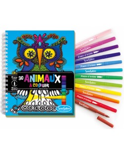 Книжка за оцветяване Sentosphere Coloriage - Животни, с флумастери