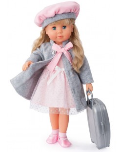 Пееща и говореща кукла Bayer - Мария, 46 cm, с куфарче и сиво палто