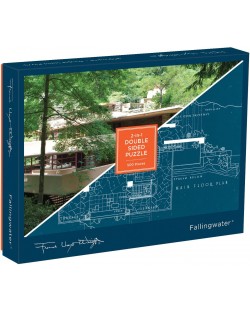 Двустранен пъзел Galison от 500 части - Къща Fallingwater,  Франк Лойд Райт