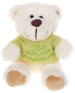 Плюшена играчка Morgenroth Plusch – Мече със зелена тениска “ангел-пазител”, 12 cm