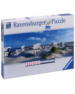 Панорамен пъзел Ravensburger от 1000 части - Плажни столове на остров Силт