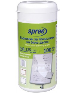 Мокри кърпички за бяла дъска Spree – 100 броя, 160 х 125 mm