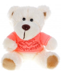 Плюшена играчка Morgenroth Plusch – Мече с розова тениска “ангел-пазител”, 12 cm