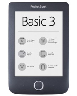 Електронен четец PocketBook BASIC 3 PB614-2 - 6", черен