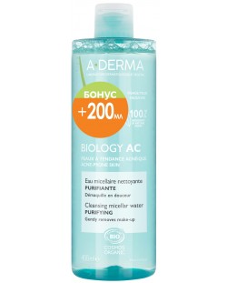 A-Derma Biology AC Мицеларна вода, 400 ml (Лимитирано)