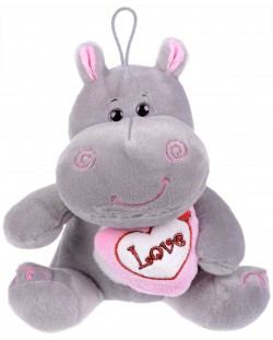 Плюшена играчка Morgenroth Plusch – Хипопотамче с розово сърце, 20 cm