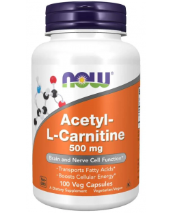 Acetyl L-Carnitine, 500 mg, 100 капсули, Now