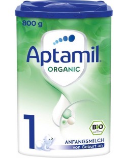 Мляко за кърмачета Aptamil - Organic 1, 0-6 месеца, опаковка 800 g