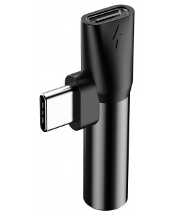 Адаптер Baseus - L41, USB-C/USB-C/жак 3.5 mm, черен