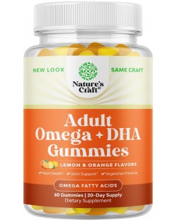 Adult Omega + DHA, 60 желирани таблетки, Nature's Craft