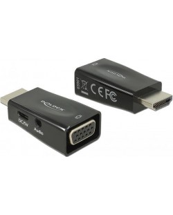 Адаптер Delock - 65901, HDMI/VGA, черен